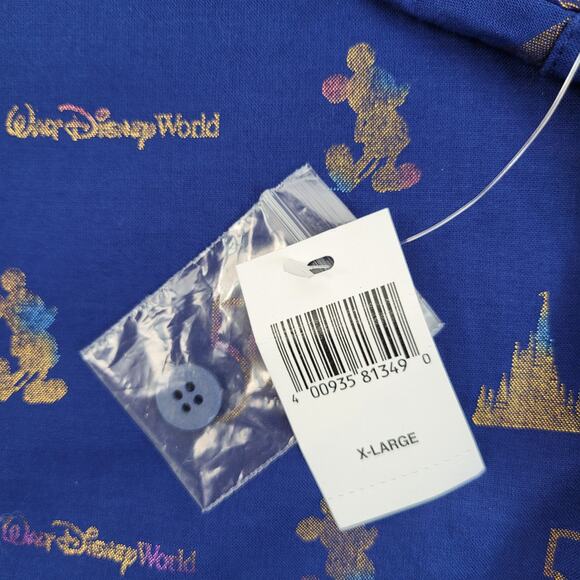 NWT Men's Disney 50th Anniversary Camp Shirt Iridescent Mickey Magic XL Blue - Picture 5 of 9